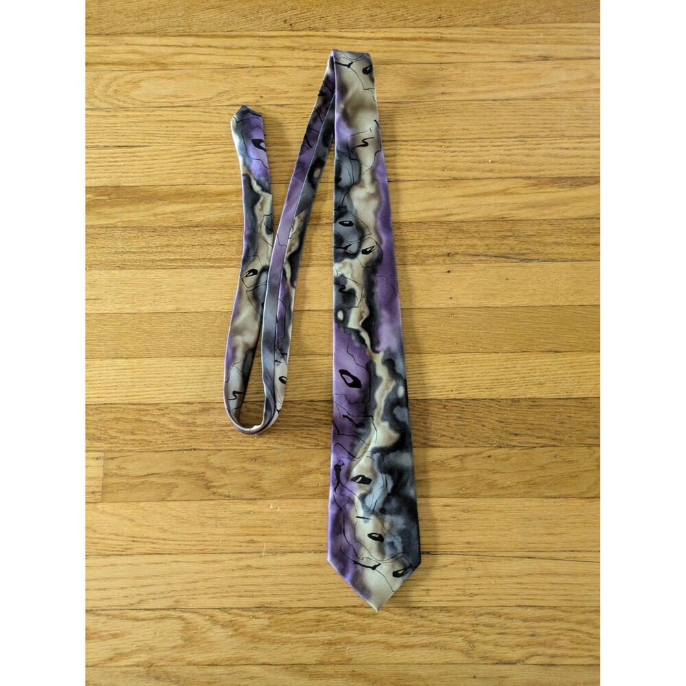J Garcia Silk Necktie Tie Collection 54 Purple tie dye abstract design 62"